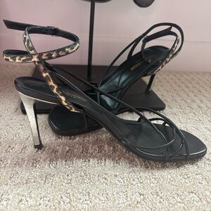 Saint Laurent  Black and Animal Print Women's Heels Size 39